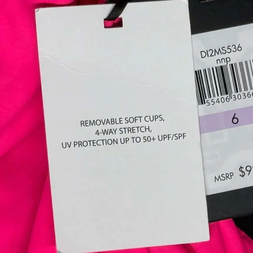 NWT | DKNY |  One-Piece Swimsuit | Hot Pink/Black | Size 6 - Picture 16 of 16
